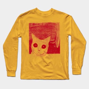 silly fisheye cat Long Sleeve T-Shirt